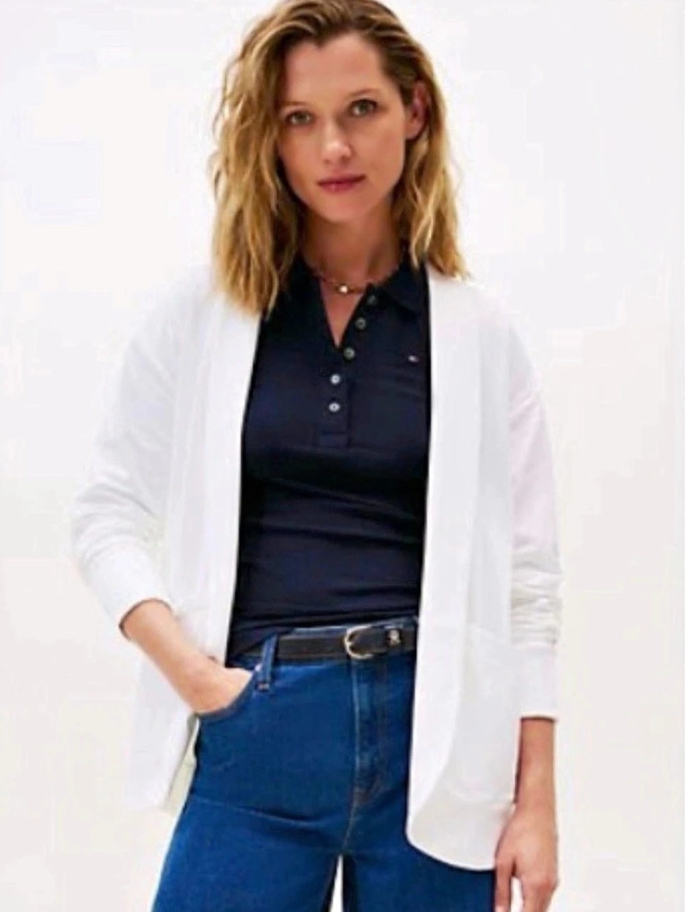 Tommy Hilfiger Shawl-Collar Sweatshirt Cardigan White